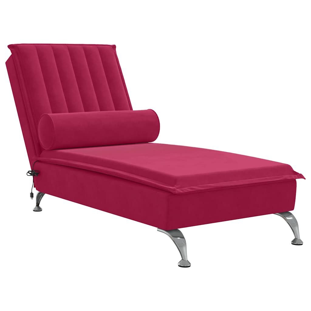 VidaXL Massage Chaise Longue - Fluweel Wijnrood - 40% Korting!