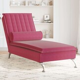 VidaXL Massage Chaise Longue - Fluweel Wijnrood - 40% Korting!