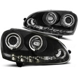 VW Golf 5 Koplampen Dual Halo Angel Eyes Zwart - 55% Korting!