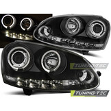 VW Golf 5 Koplampen Dual Halo Angel Eyes Zwart - 55% Korting!