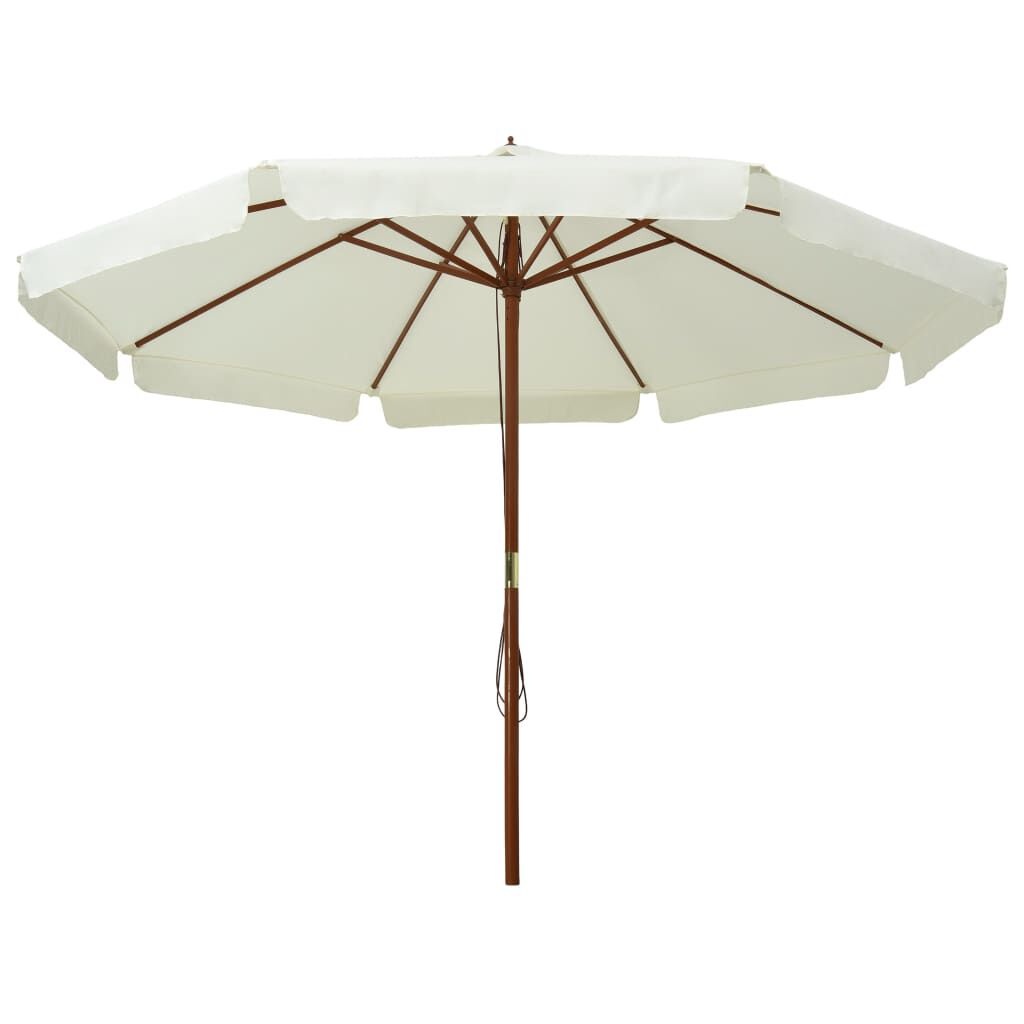 vidaXL Parasol Hout 330cm Zandwit | 40% Korting | Zo Goed Als Nieuw!