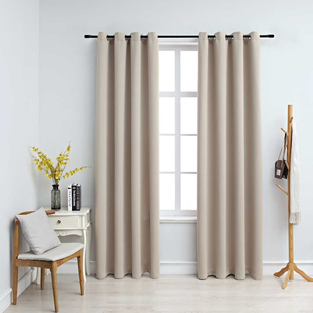 vidaXL Verduisterende Gordijnen (2 st.) 140x175 cm Beige - 40% Korting!