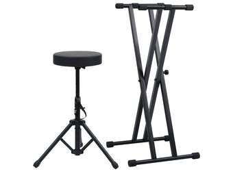 VidaXL Keyboardstandaard & Kruk Dubbel Versterkt Zwart - 55% Korting!