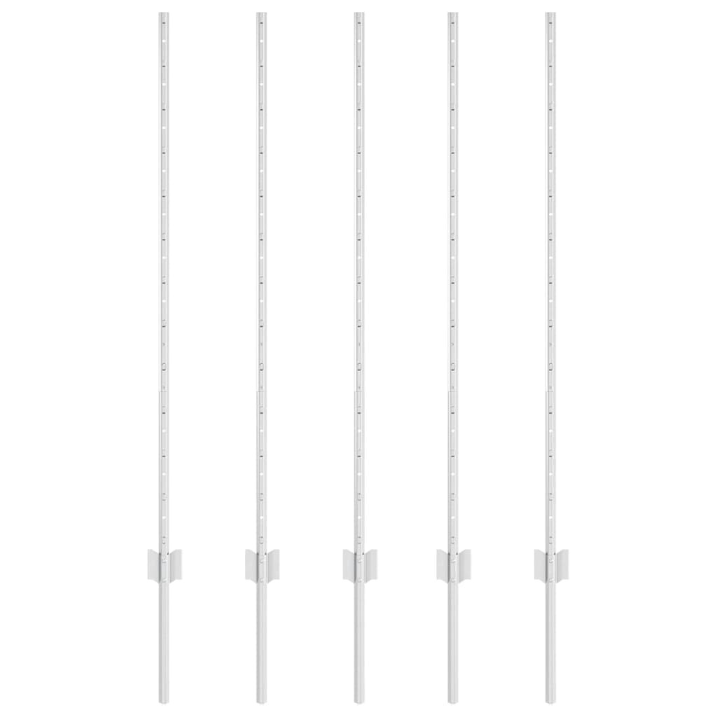 vidaXL Hekpalen 10 stuks Zilver (40% korting!) - Gegalvaniseerd Staal 120 cm