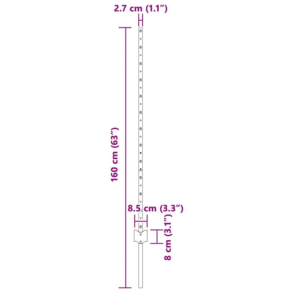 vidaXL Hekpalen 10 stuks Zilver (40% korting!) - Gegalvaniseerd Staal 120 cm