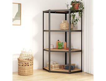 VidaXL Opbergrek 4-laags Staal/Hout Antraciet - 40% Korting!