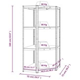 VidaXL Opbergrek 4-laags Staal/Hout Antraciet - 40% Korting!