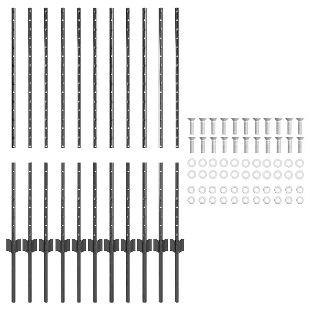 VidaXL Hekpalen Grijs Staal (82% Korting!) - 22 stuks, 100 cm
