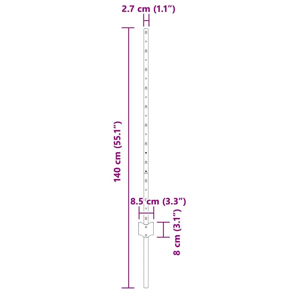 VidaXL Hekpalen Grijs Staal (82% Korting!) - 22 stuks, 100 cm