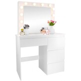Kaptafel met Verlichting & 4 Laden | 40% Korting | Grote Spiegel & LED