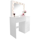 Kaptafel met Verlichting & 4 Laden | 40% Korting | Grote Spiegel & LED