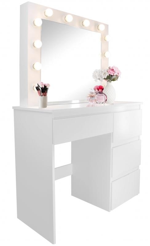 Kaptafel met Verlichting & 4 Laden | 40% Korting | Grote Spiegel & LED