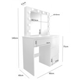 Kaptafel met Verlichting & 4 Laden | 40% Korting | Grote Spiegel & LED