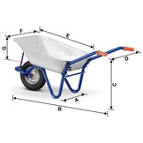 Kruiwagen 125L Verzinkt Staal | 46% Korting | Tot 120 kg - Massief Wiel