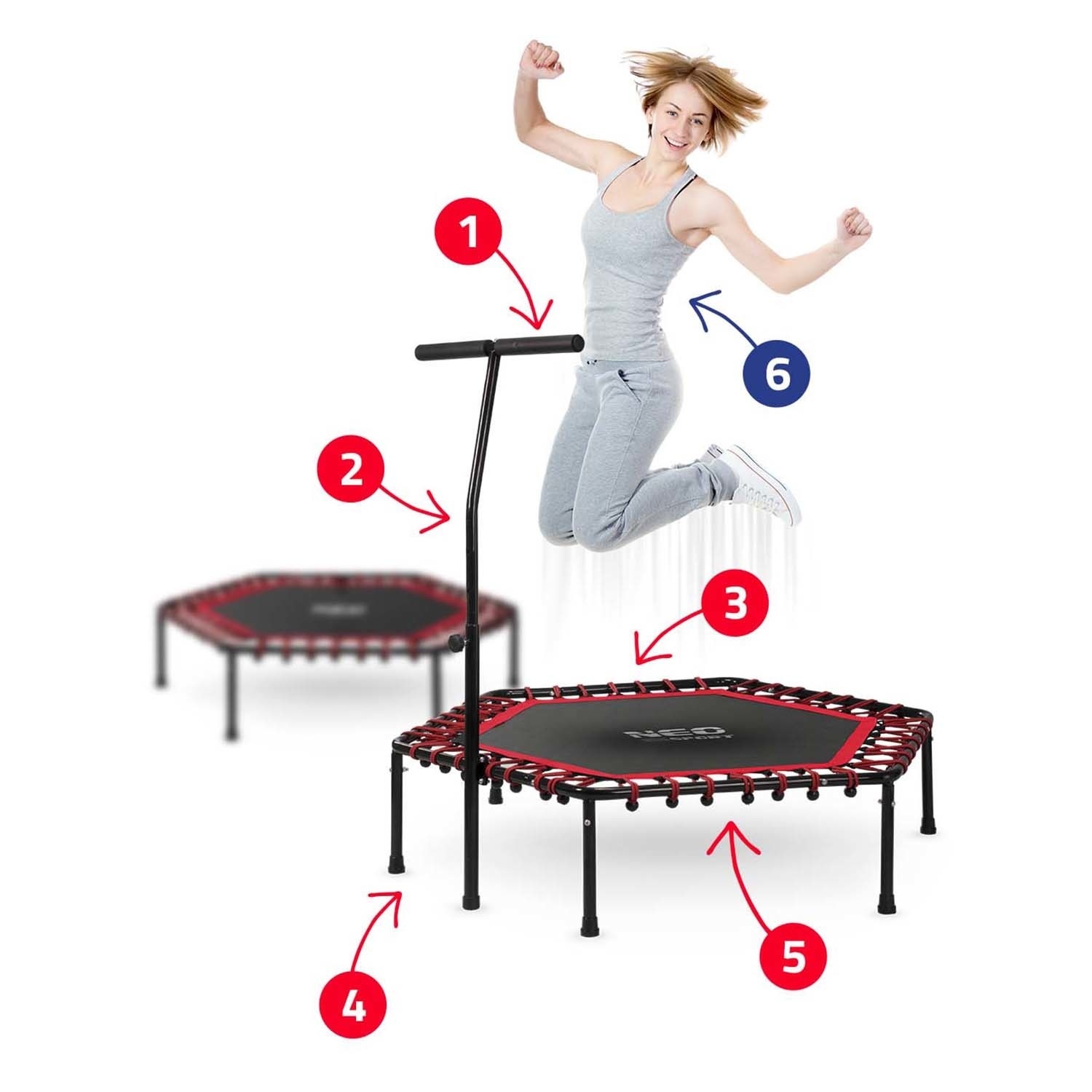 Fitness Trampoline 127cm Zwart/Rood - Nu 55% Korting!