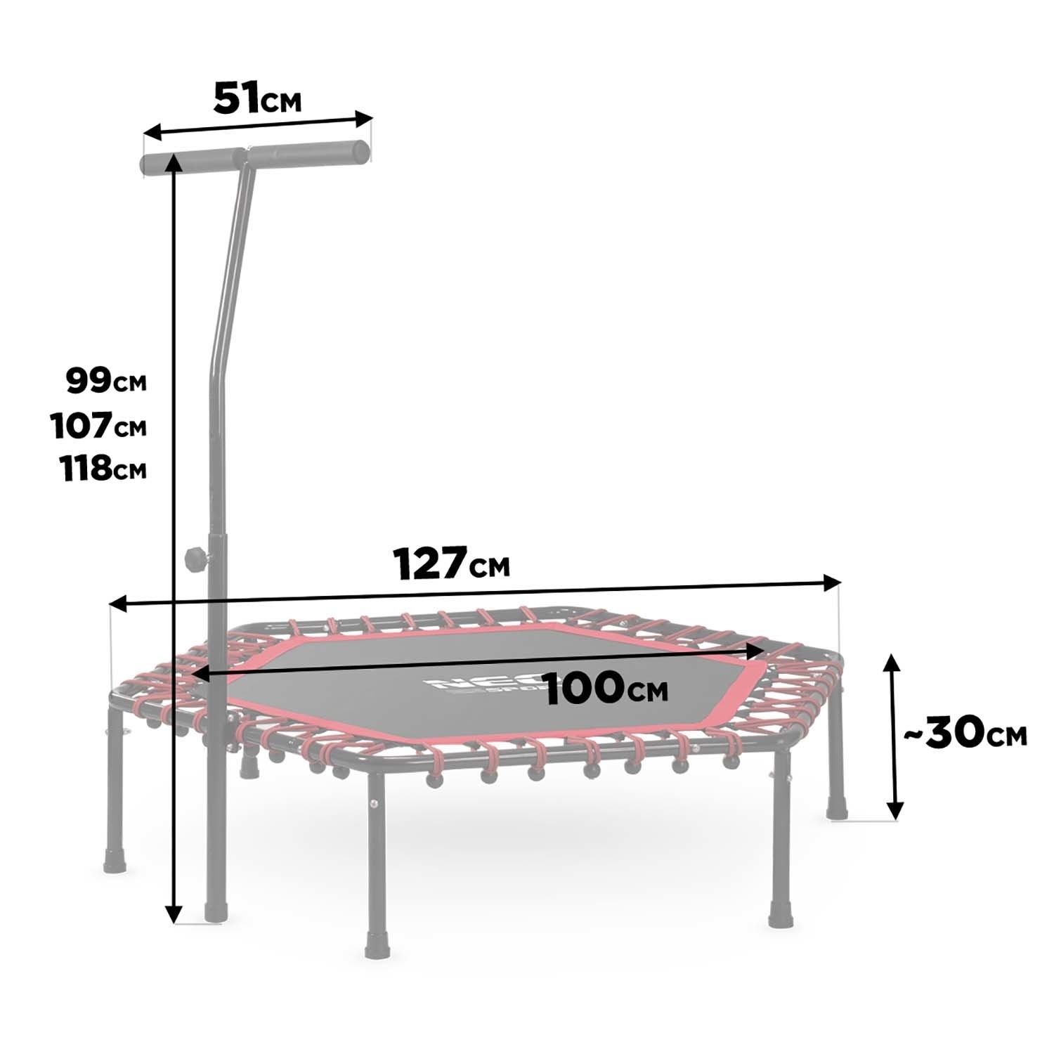 Fitness Trampoline 127cm Zwart/Rood - Nu 55% Korting!