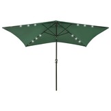 vidaXL Parasol met LED's & Stalen Paal 2x3m Groen - 61% Korting!
