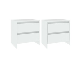 VidaXL Nachtkastjes (2 st) wit - 40% Korting! - Bewerkt Hout