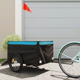 VidaXL Fietstrailer 45kg IJzer Zwart/Blauw - 40% Korting!