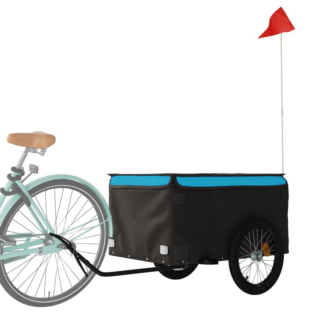 VidaXL Fietstrailer 45kg IJzer Zwart/Blauw - 40% Korting!