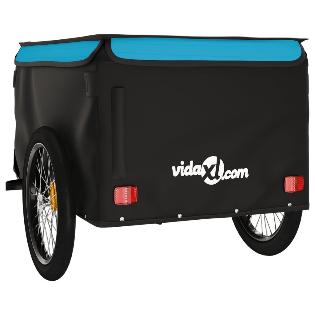 VidaXL Fietstrailer 45kg IJzer Zwart/Blauw - 40% Korting!