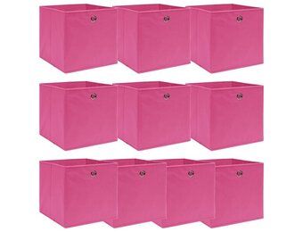 vidaXL Opbergboxen 10 st. 32x32x32 cm Stof Roze - 40% KORTING!