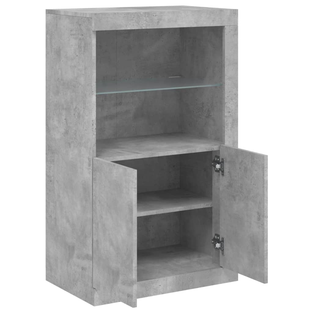 VidaXL Bijzetkast met LED 40% Korting | Bewerkt Hout Betongrijs