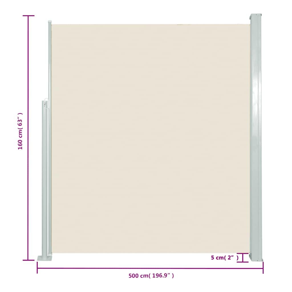 vidaXL Uittrekbaar Windscherm 160x500 cm Crème | 55% Korting!