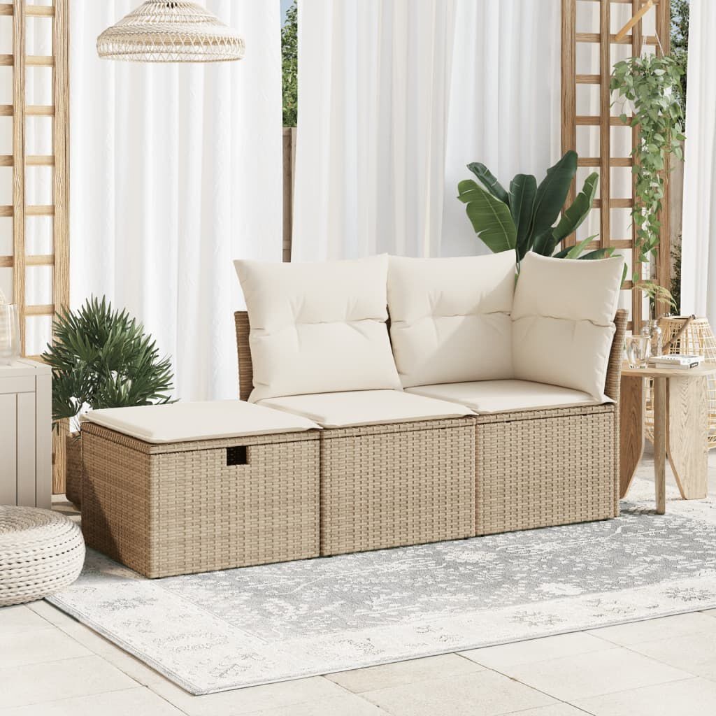 VidaXL Tuinkruk Poly Rattan Beige met Kussen - 61% Korting!