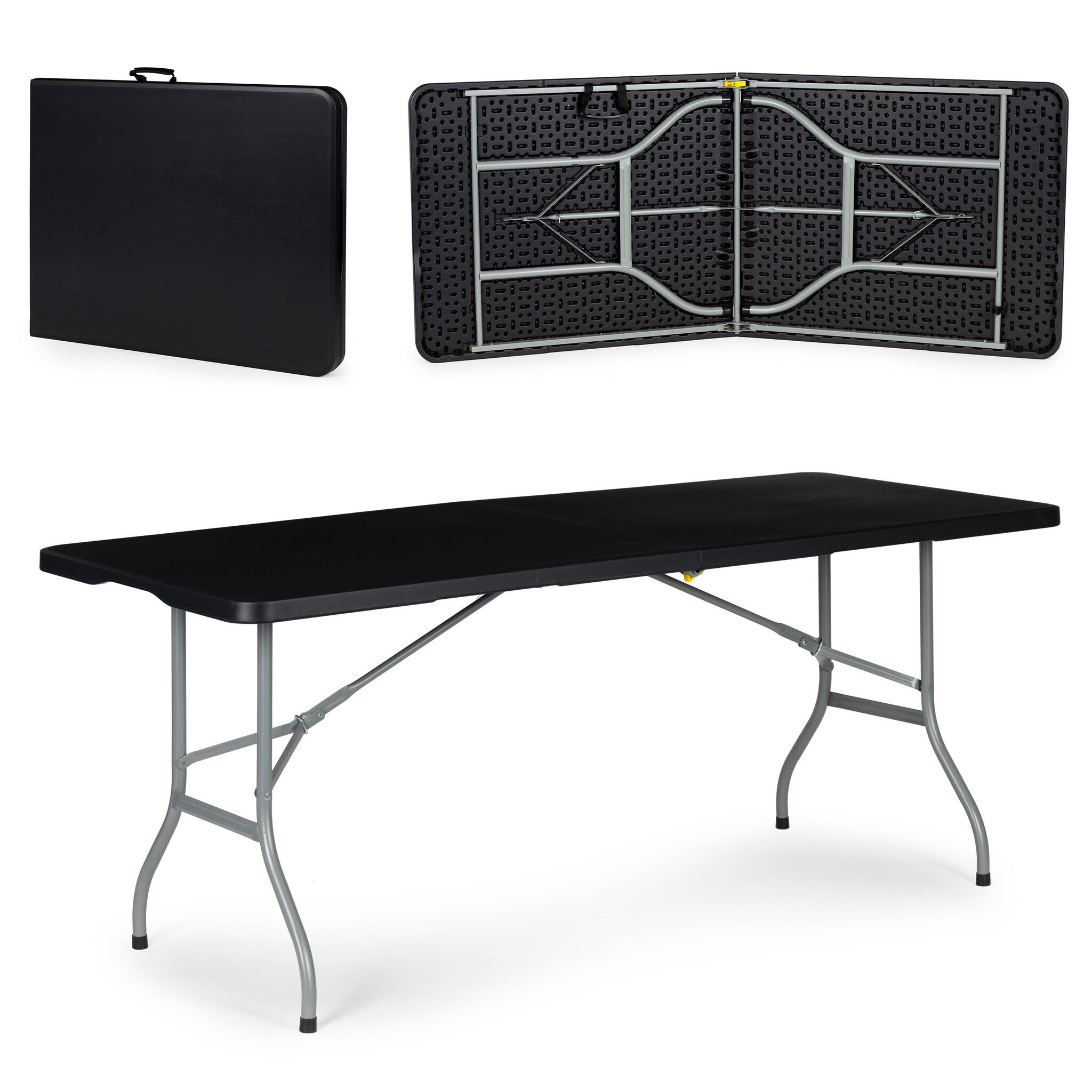 Campingtafel Inklapbaar Zwart - 180x70cm - Nu 55% Korting!