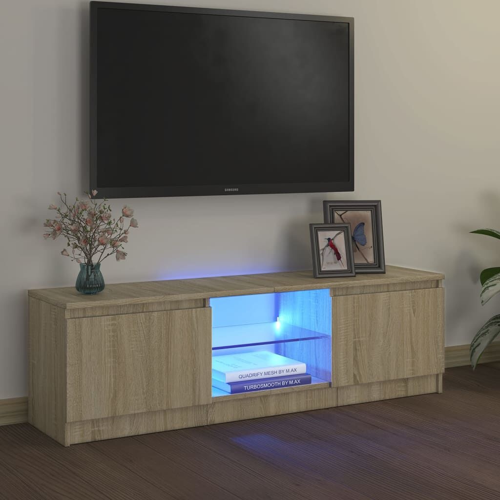vidaXL TV-meubel met LED - 120x30x35,5 cm - Sonoma Eiken - 60% Korting!