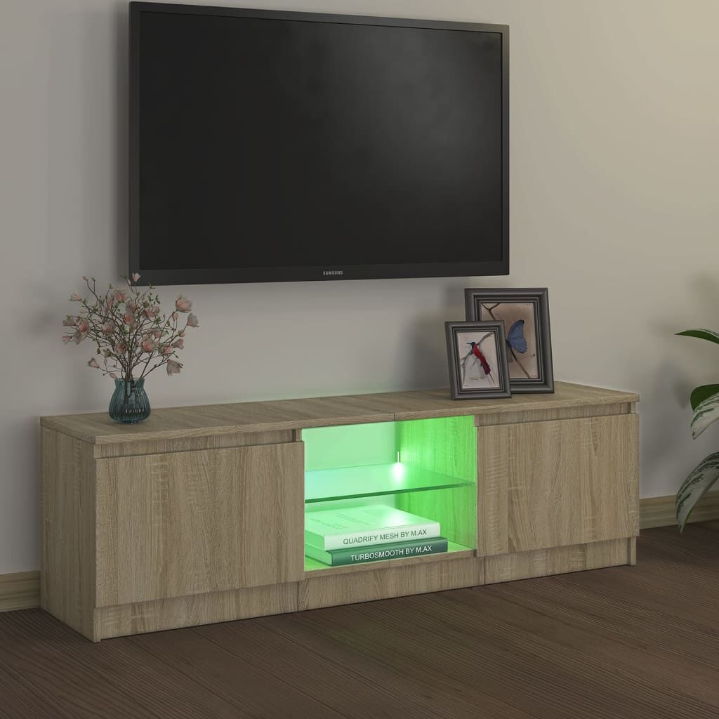 vidaXL TV-meubel met LED - 120x30x35,5 cm - Sonoma Eiken - 60% Korting!