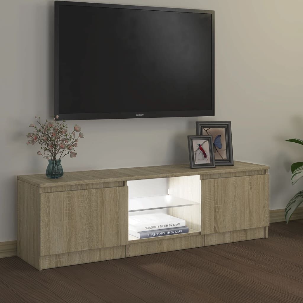 vidaXL TV-meubel met LED - 120x30x35,5 cm - Sonoma Eiken - 60% Korting!