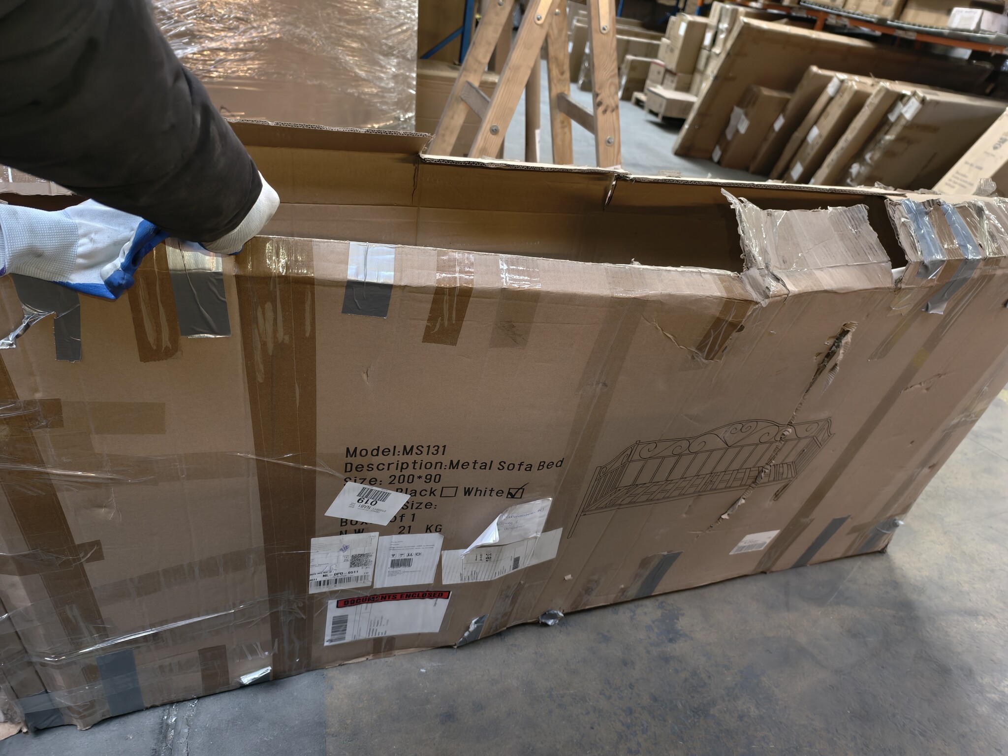 Wit Hartjes Bedframe 90x200cm Metaal - 40% Korting! Direct Leverbaar