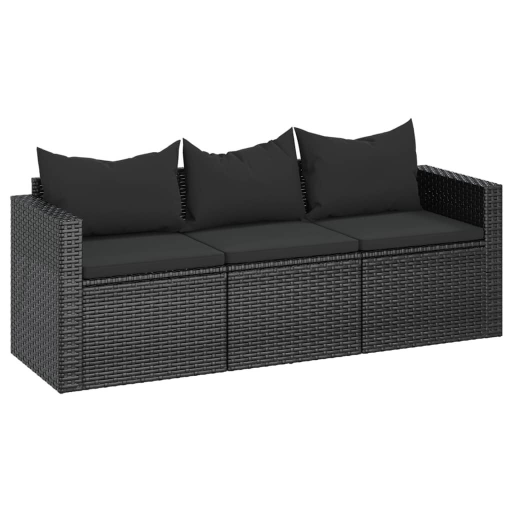 vidaXL Tuinbank 3-zits Poly Rattan Zwart - 64% Korting!