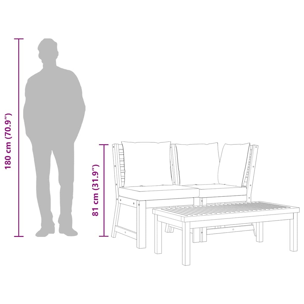 vidaXL Loungeset Acaciahout Crème Kussens - 46% Korting!