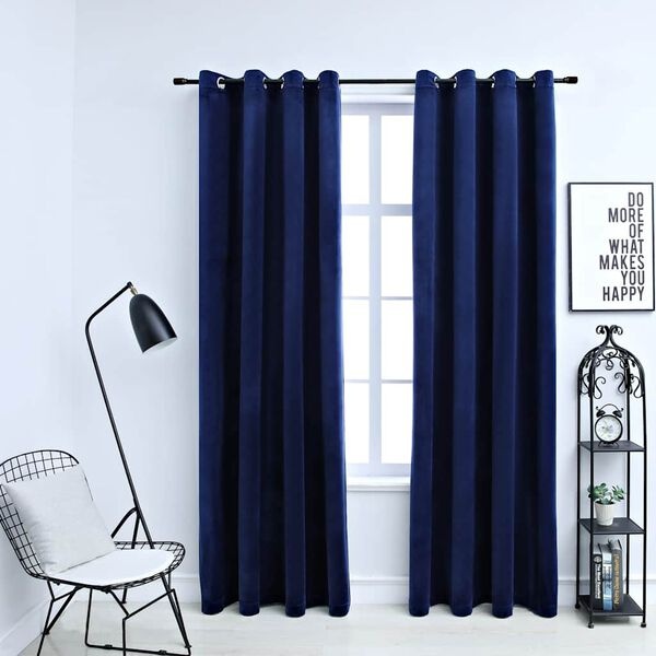 vidaXL Verduisterende Gordijnen (2 st.) Blauw Fluweel 140x245cm - 40% Korting!