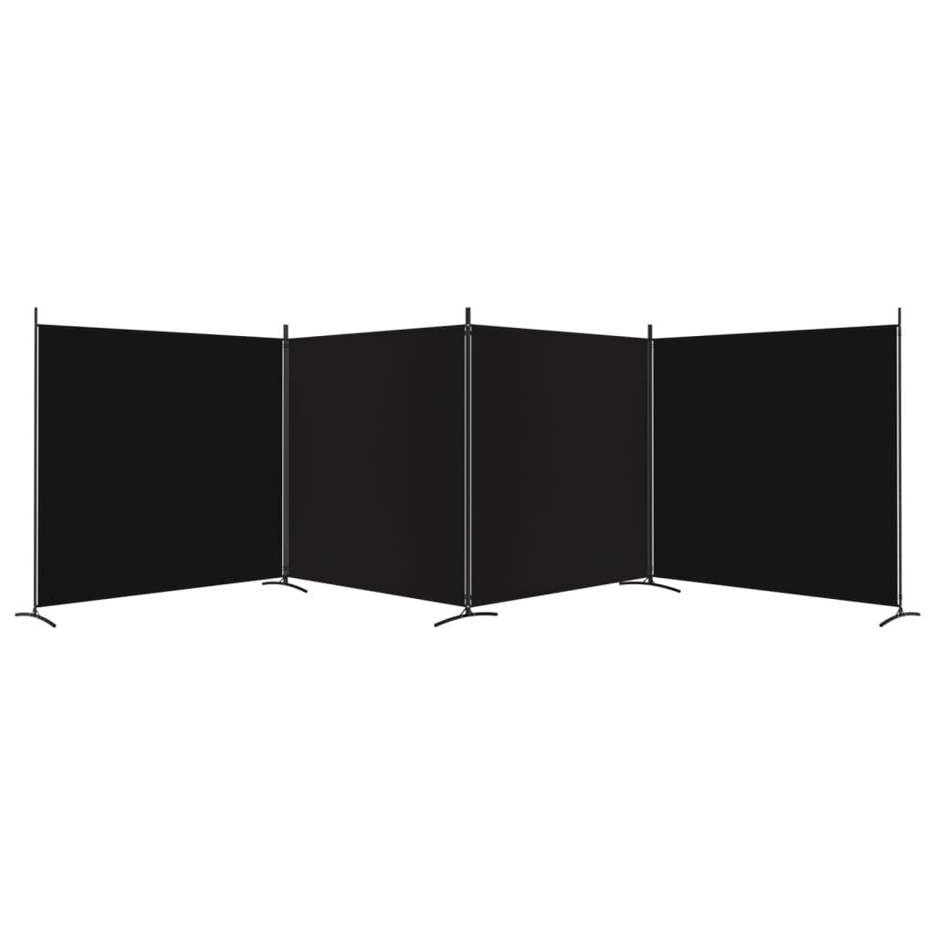Kamerscherm 4 panelen 698x180 cm Zwart - 60% KORTING!