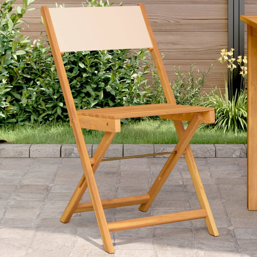 VidaXL Bistrostoelen Set van 2 - Massief Acaciahout, Beige | 40% Korting!