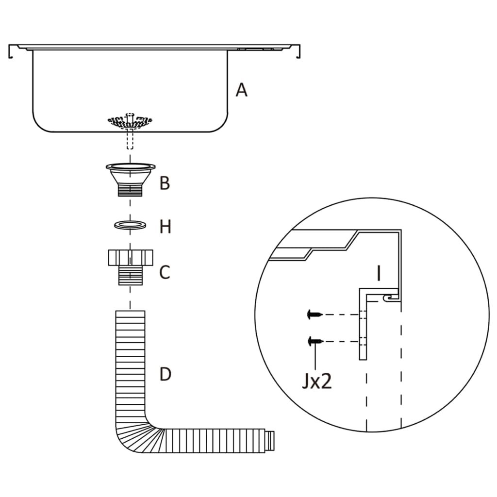 VidaXL RVS Gootsteen 80cm met Afvoerset - 56% Korting!
