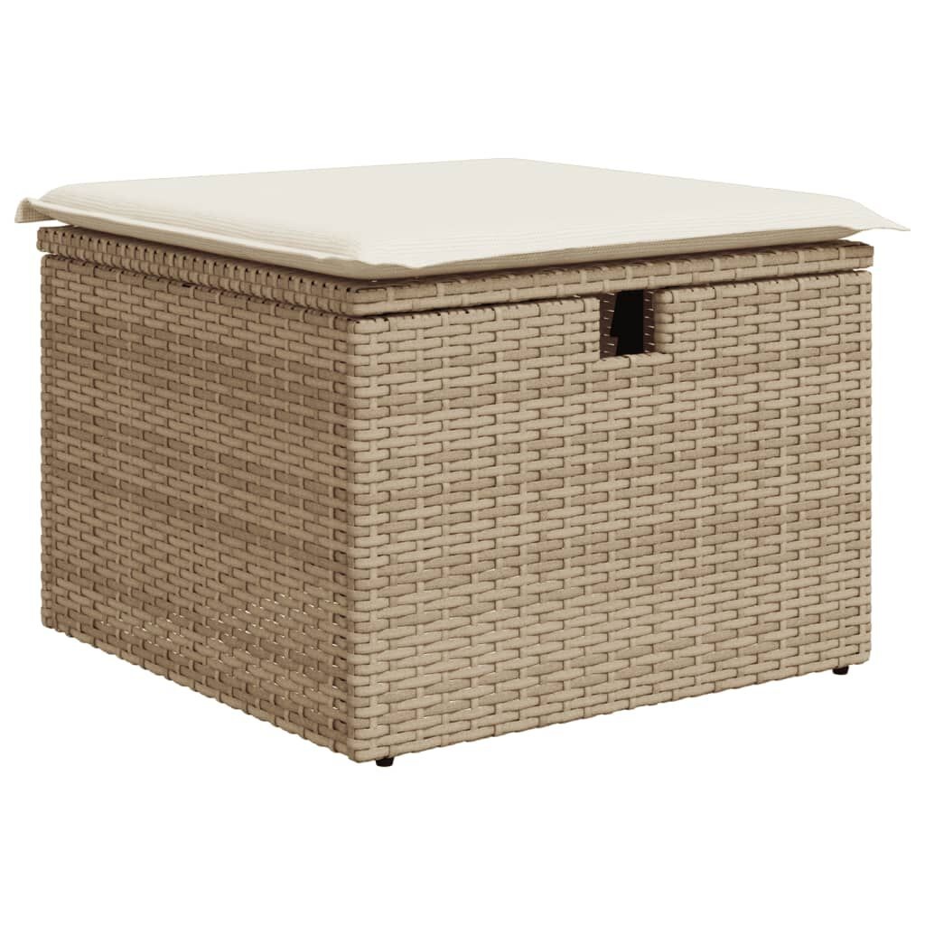 VidaXL Tuinkruk Beige - 73% Korting! Poly Rattan met Opbergruimte & Kussen
