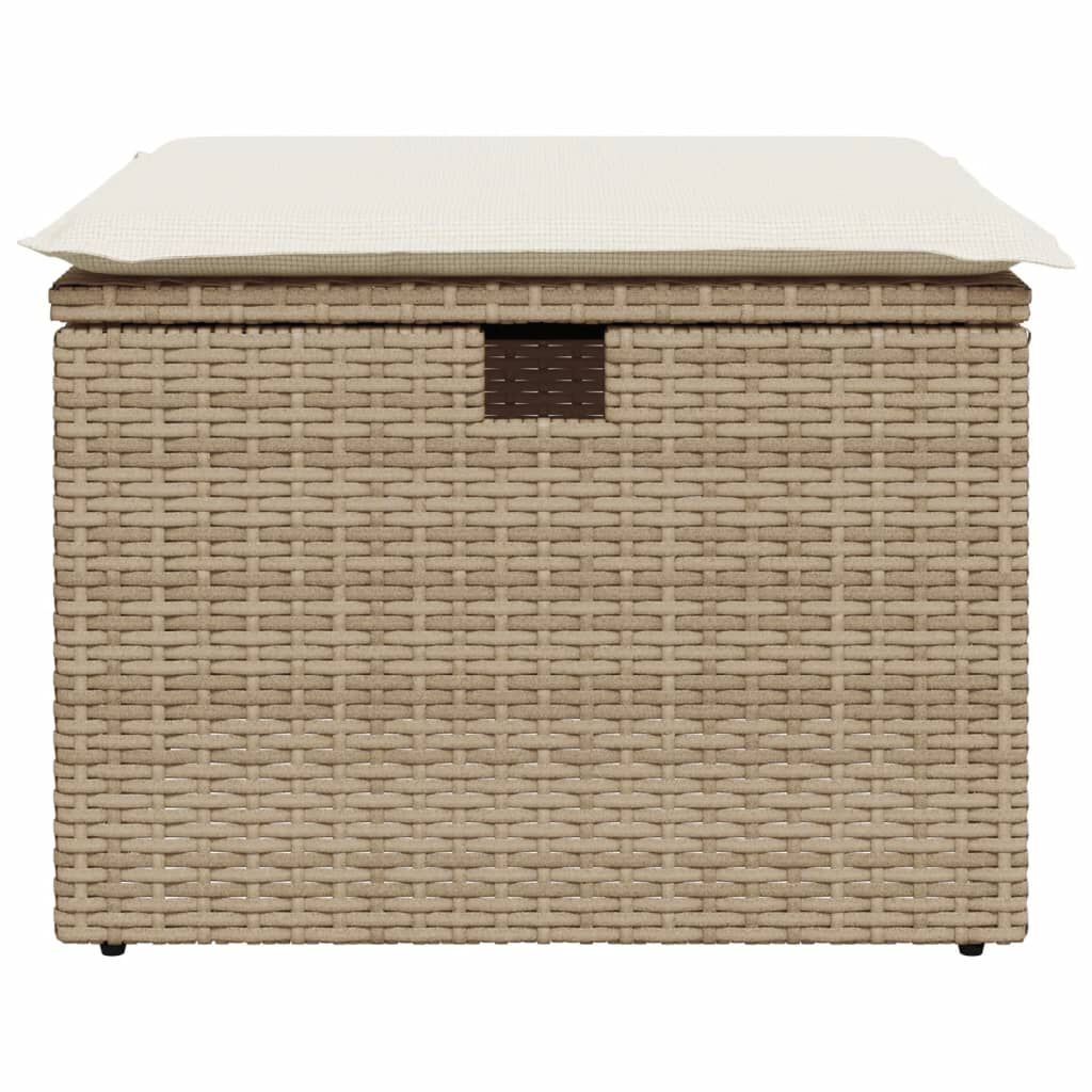 VidaXL Tuinkruk Beige - 73% Korting! Poly Rattan met Opbergruimte & Kussen