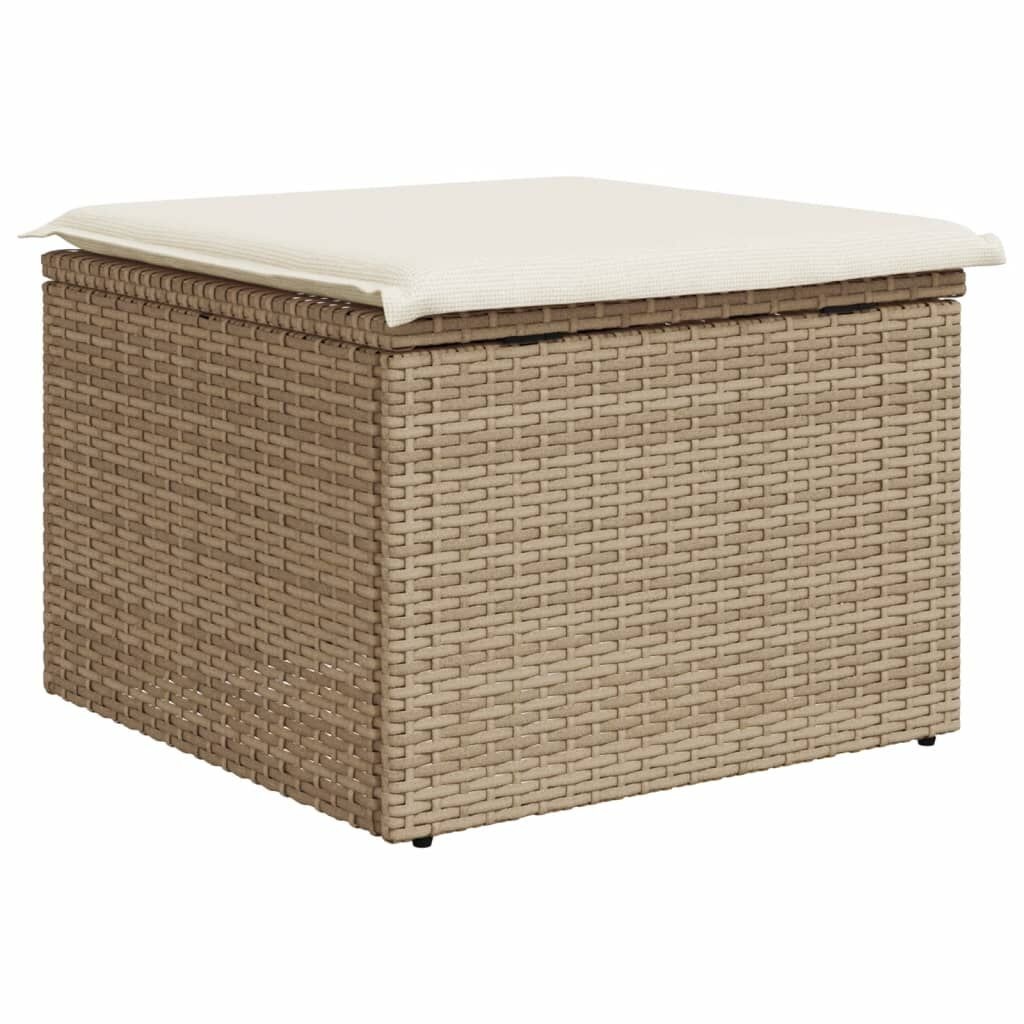VidaXL Tuinkruk Beige - 73% Korting! Poly Rattan met Opbergruimte & Kussen