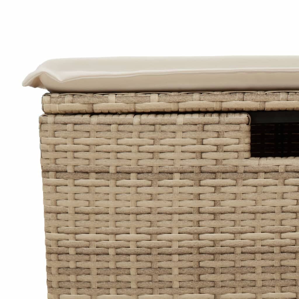 VidaXL Tuinkruk Beige - 73% Korting! Poly Rattan met Opbergruimte & Kussen
