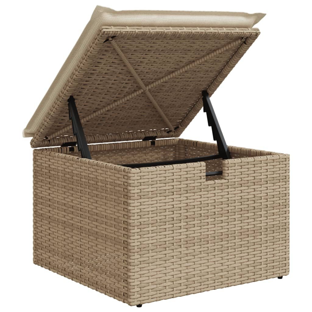 VidaXL Tuinkruk Beige - 73% Korting! Poly Rattan met Opbergruimte & Kussen