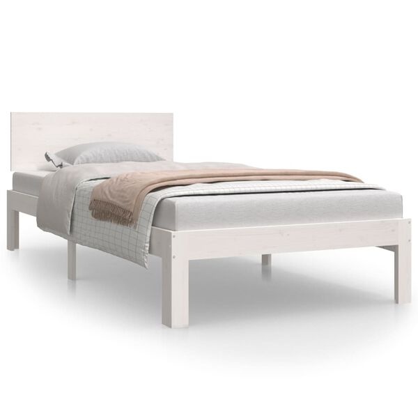 vidaXL Massief Grenenhouten Bedframe Wit 90x200 cm | 40% Korting!