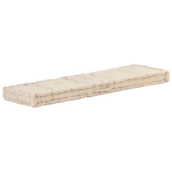 VidaXL Palletvloerkussen Katoen Beige 120x40x7cm - 40% Korting!