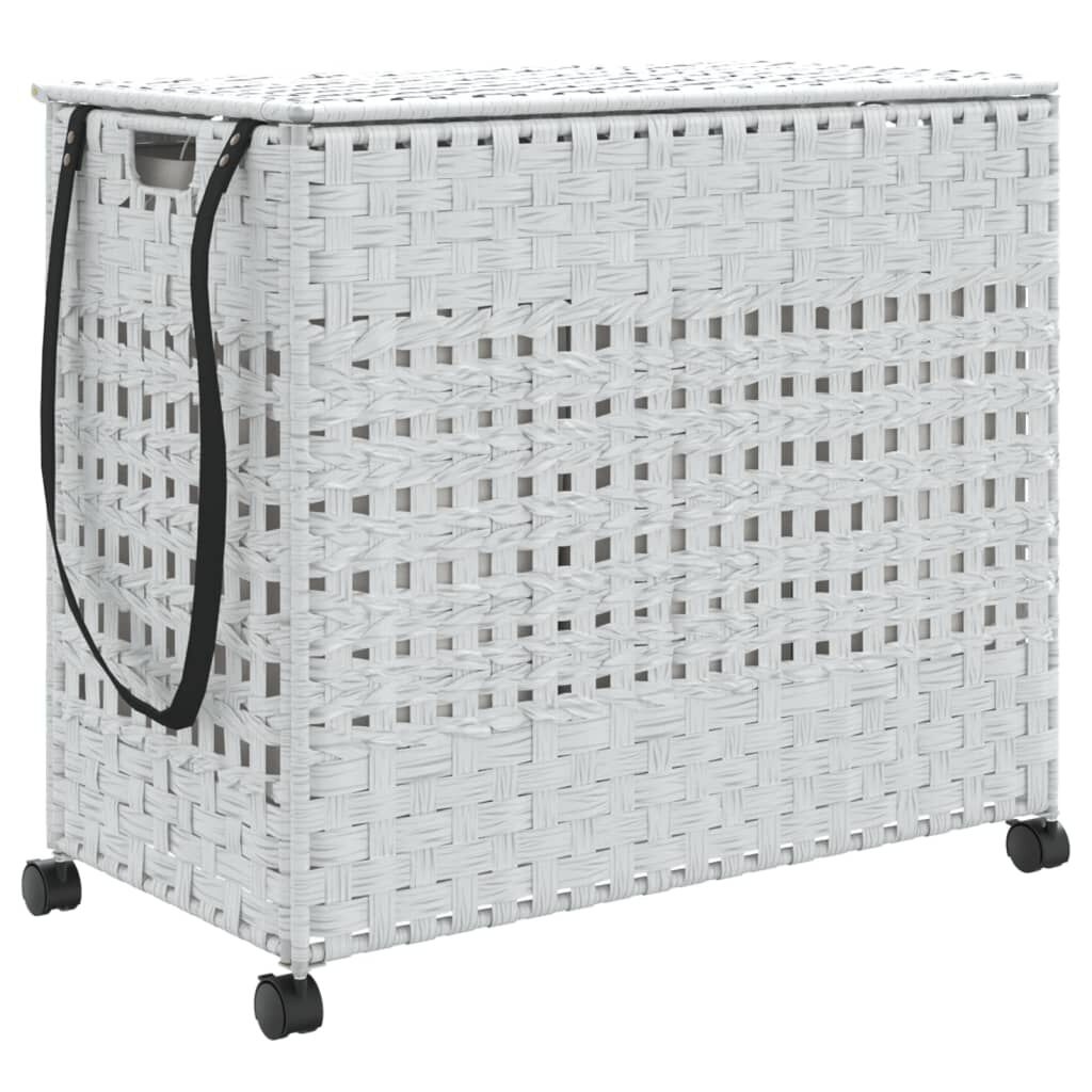 VidaXL Wasmand Rattan Wit (66x35x60 cm) - 55% Korting!