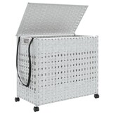 VidaXL Wasmand Rattan Wit (66x35x60 cm) - 55% Korting!
