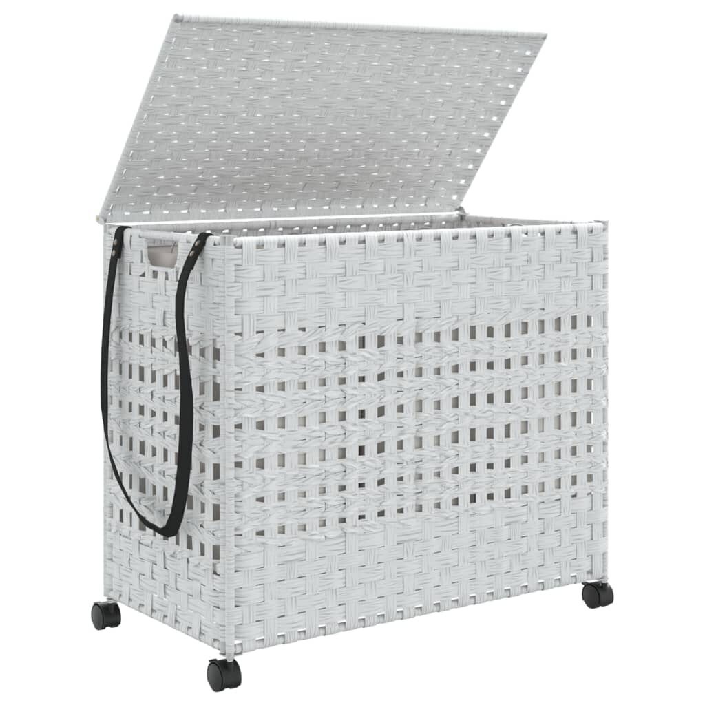 VidaXL Wasmand Rattan Wit (66x35x60 cm) - 55% Korting!
